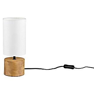 Trio Lighting Lámpara de sobremesa redonda Woody (40 W, Ø x Al: 12 x 30 cm, Blanco, E14)