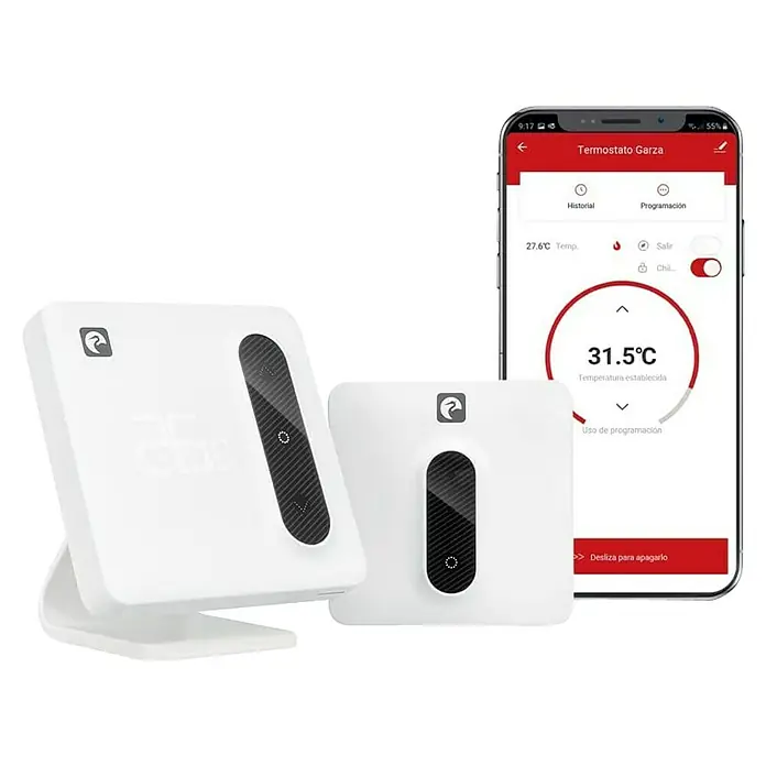 Garza Termostato inalámbrico Smart Aspen - Blanco - Termostato inteligente Garza con app móvil para control de temperatura y gestión inteligente del sistema de calefacción.