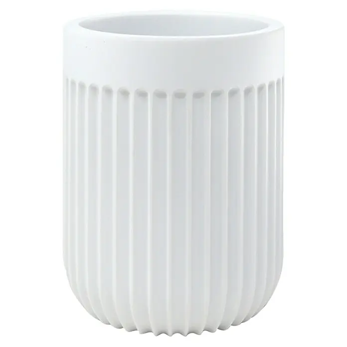 Portacepillos Urban - L x An x Al: 72 x 72 x 97 cm, Plástico, Blanco - Esta elegante maceta blanca con nervaduras verticales es un accesorio elegante para cualquier interior. Sencillo y moderno, de cerámica.