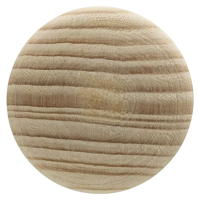 Siro Möbelgriff - Typ Möbelgriff: Knopf, Ø x H: 30 x 26 mm, Fichte - Nahaufnahme einer Holzkugel mit markanten Jahresringen, die die natürliche Schönheit und Textur des Holzes hervorheben.
