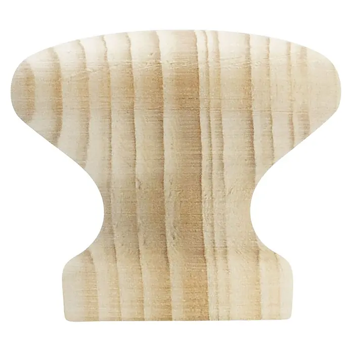 Siro Möbelgriff - Typ Möbelgriff: Knopf, Ø x H: 30 x 26 mm, Fichte - Nahaufnahme eines unbehandelten hölzernen Schubladenknopfs mit sichtbarer Maserung und weicher Form.