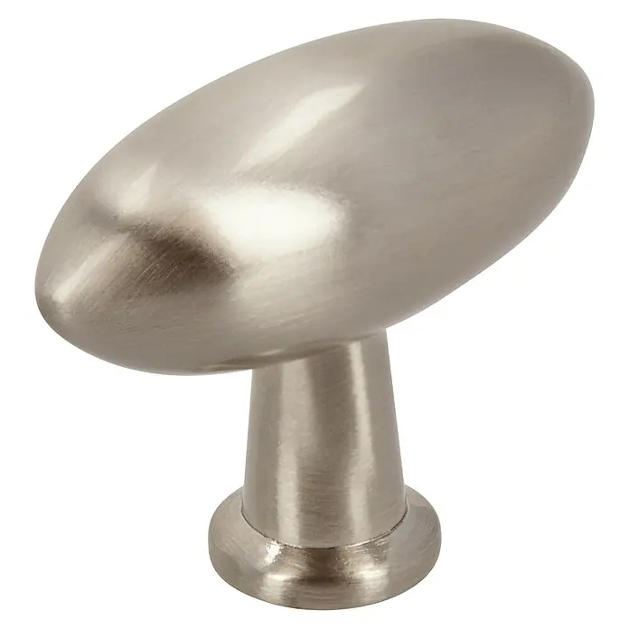 Siro Möbelknopf - Typ Möbelgriff: Knopf, L x B x H: 38 x 16 x 30 mm, Stahl, Edelstahl - Dieser stilvolle ovale Knopf in satiniertem Nickel-Finish ist die perfekte Ergänzung für Ihre Möbel und Schränke.