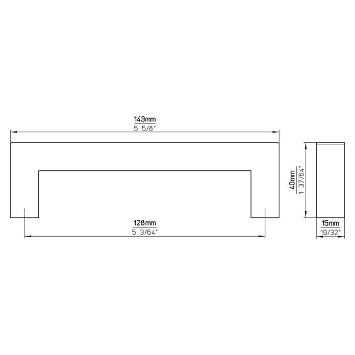 Siro Möbelgriff (Typ Möbelgriff: Bügel, L x B x H: 143 x 15 x 40 mm, Stahl, Edelstahl) | BAUHAUS