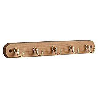 Siro Zidna vješalica (D x Š x V: 300 x 36 x 38 mm, Broj kuka: 5 Kom., Smeđa, Hrast)