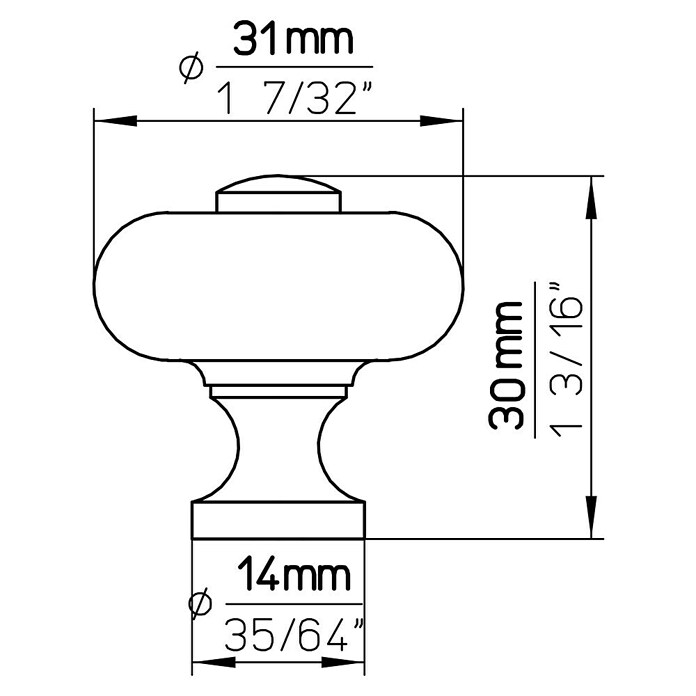 Siro Gumb za pohištvo  (Vrsta pohištvenega ročaja: Gumb, Ø x V: 31 x 30 mm, Porcelan, Bela/Rjava) | 1150 - Möbelknöpfe und Griffe | AAEB - Möbelbeschläge | AAE - Beschläge | AA - Eisenwaren | A - Eisenwaren | BAUHAUS