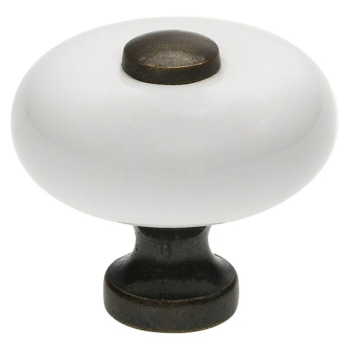 Siro Gumb za pohištvo  (Vrsta pohištvenega ročaja: Gumb, Ø x V: 31 x 30 mm, Porcelan, Bela/Rjava) | 1150 - Möbelknöpfe und Griffe | AAEB - Möbelbeschläge | AAE - Beschläge | AA - Eisenwaren | A - Eisenwaren | BAUHAUS