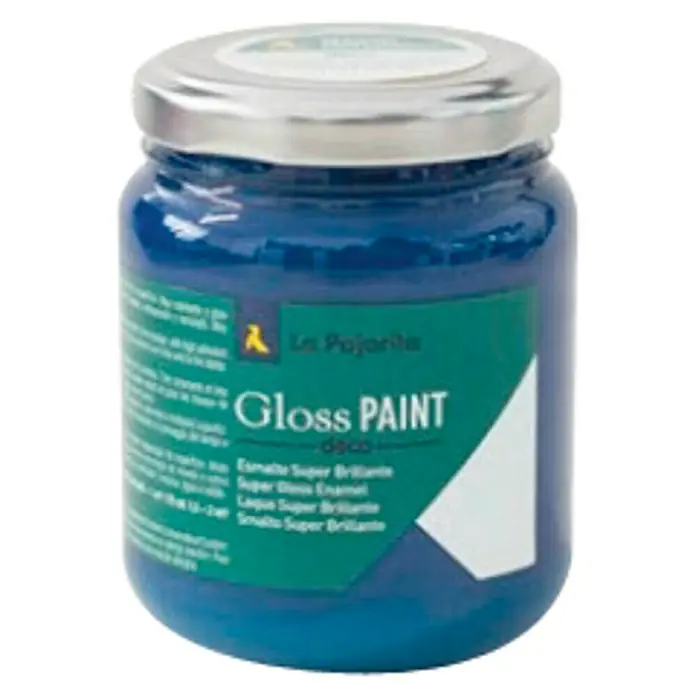 La Pajarita Pintura Gloss Paint ocean, 175 ml - Brillante - Un bote de pintura de esmalte azul de "La Pajarita" con tapa plateada, ideal para manualidades y proyectos de bricolaje.