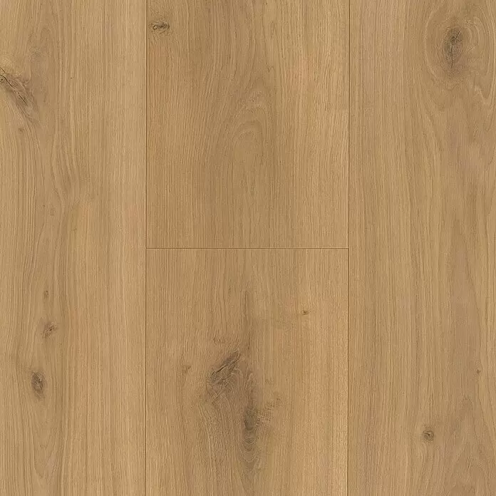 Parador Laminat Basic 600 - Eiche Horizont Natur, Landhausdiele, 1.285 x 243 x 8 mm - Heller Eichenholz-Bodenbelag in Braun mit natürlicher Maserung und sichtbaren Ästen.