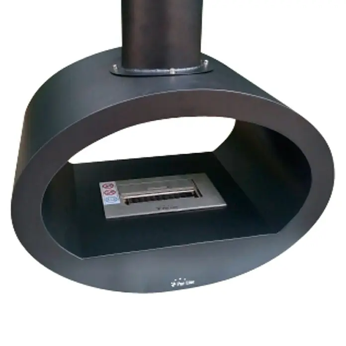 Purline Chimenea de bioetanol Syke - 45 x 65 x 190 cm, Negro - Una chimenea de etanol moderna en negro. Impresiona por su diseño ovalado y su facilidad de uso. Ideal para horas acogedoras.