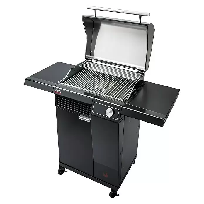 Char-Broil Elektrogrill Smart E - Grillfläche (B x T): 57 x 39 cm, 2,4 kW - Moderner schwarzer Grill mit Edelstahldeckel und Grillrosten, mit zwei Seitenablagen und Lenkrollen.