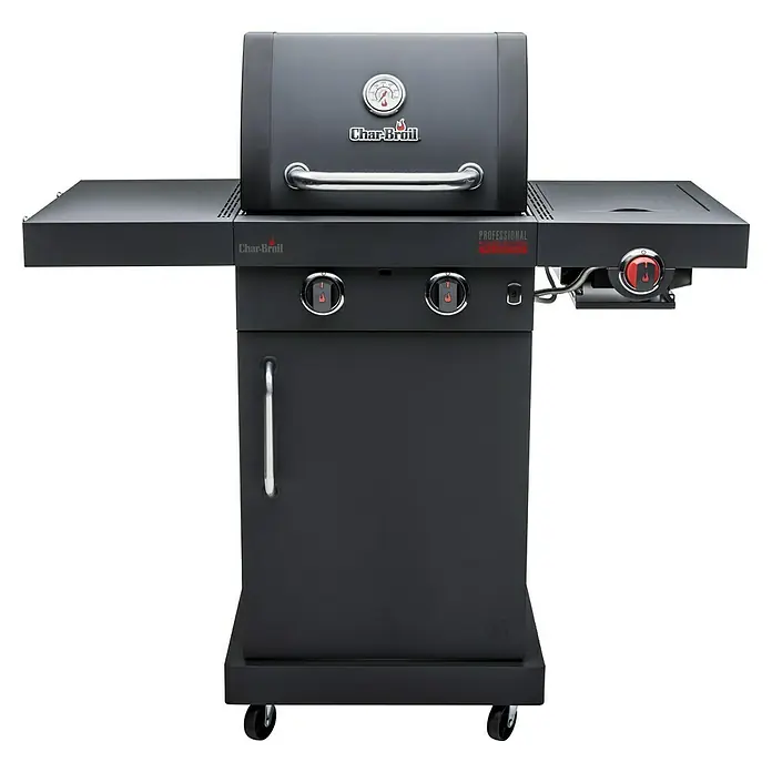Char-Broil Gasgrill Professional Power Edition 2 - Grillfläche (B x T): 47,8 x 44,5 cm, 6,15 kW, Anzahl Brenner: 2 Stk. - Hier ist ein Holzkohlegrill von Char-Broil. Der Grillwagen aus Edelstahl verfügt über eine große Kochfläche und Ablageflächen.