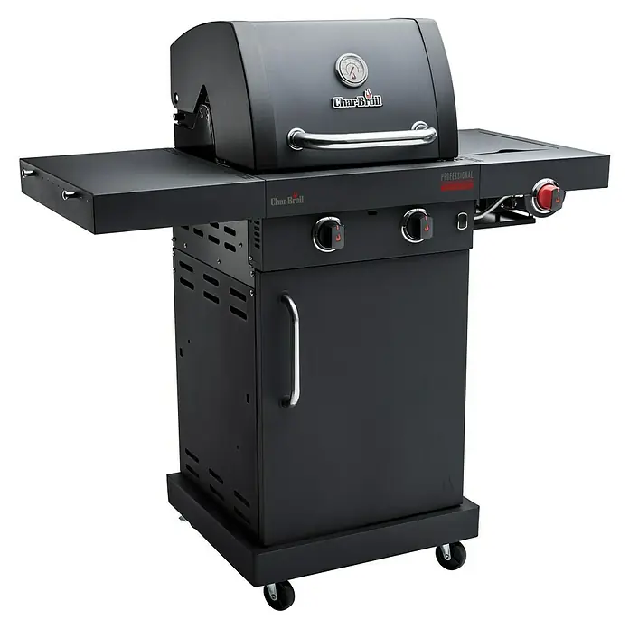 Char-Broil Gasgrill Professional Power Edition 2 - Grillfläche (B x T): 47,8 x 44,5 cm, 6,15 kW, Anzahl Brenner: 2 Stk. - Schwarzer Gasgrill von Char-Broil Professional Serie mit Seitenbrenner und Temperaturanzeige für optimales Grillen.