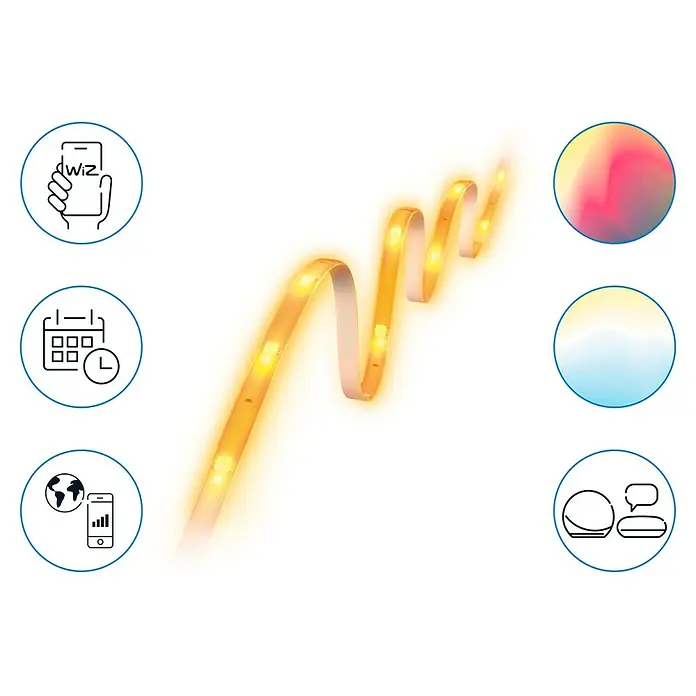 Philips Wiz Smart-LED-Band Startkit - Länge: 4 m, RGBW, 13 W, 840 lm, 220 V - 240 V - LED-Leuchtstreifen mit App-Steuerung und Farbwechseloptionen für individuelle Beleuchtung. Die smarte Lichtlösung für modernes Ambiente.