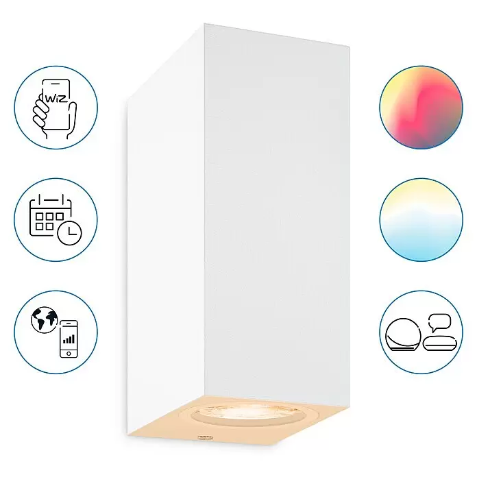 Philips Wiz LED-Außenwandleuchte Up & Down - 5 W, L x B x H: 9,2 x 6,8 x 15 cm, Weiß, RGBW - Informationsansicht