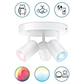 Philips Wiz Regleta LED redonda (15 W, RGBW, Número de bombillas: 3 ud., L x An x Al: 21 x 21 x 12,3 cm, Blanco) | BAUHAUS