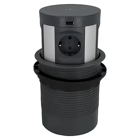Blaupunkt  Tischsteckdose Push mit induktivem Laden, USB-A, USB-C
