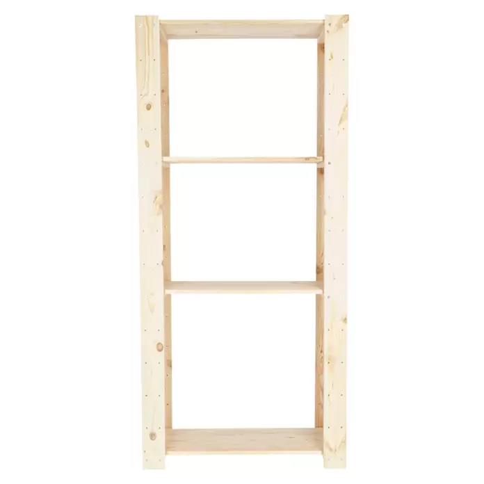 Regalux Regalsystem Heavy Holzregal Grundelement - H x B x T: 174 x 80 x 31,6 cm, Traglast pro Boden: 75 kg, Anzahl Böden: 4 Stk., Schrauben, Natur