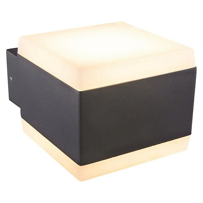 Globo LED-Außenwandleuchte SLICE - 11,5 W, Anthrazit, IP44, B x H: 11 x 9 cm, Nicht Dimmbar - Moderne LED-Wandleuchte im Würfeldesign. Die Leuchte spendet angenehmes Licht nach oben und unten und ist perfekt für den Außenbereich.