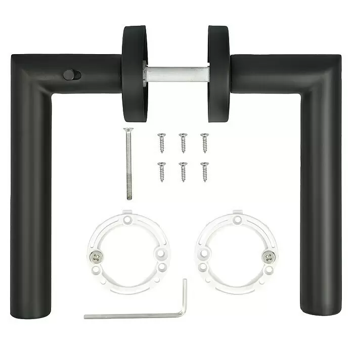 Diamond Doors Zimmertürgarnitur Moderna Smart2lock - Stärke Tür: 38 mm - 45 mm, Edelstahl, L-Form, Graphitschwarz, DIN Anschlag: Rechts, Passend für: Türen ohne Schlüssellochbohrung, Türen mit Schlüssellochbohrung benötigen zusätzlich eine Blindrosette - Draufsicht