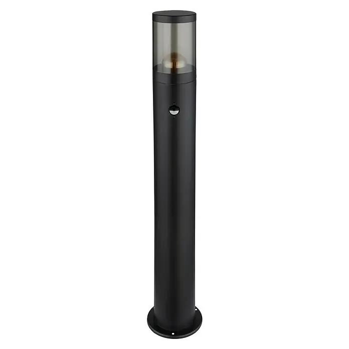Globo Xeloo Außensockelleuchte - 60 W, Schwarz, 14 x 80 cm - Elegante schwarze Außenleuchte mit transparentem Zylinder und warmer Beleuchtung. Perfekt für stilvolle Gartenbeleuchtung.