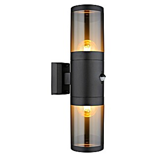 Globo Xeloo Aplique exterior con sensor Xeloo (60 W, L x An x Al: 10,2 x 10,2 x 42 cm, Negro, IP44, Detector de movimiento)