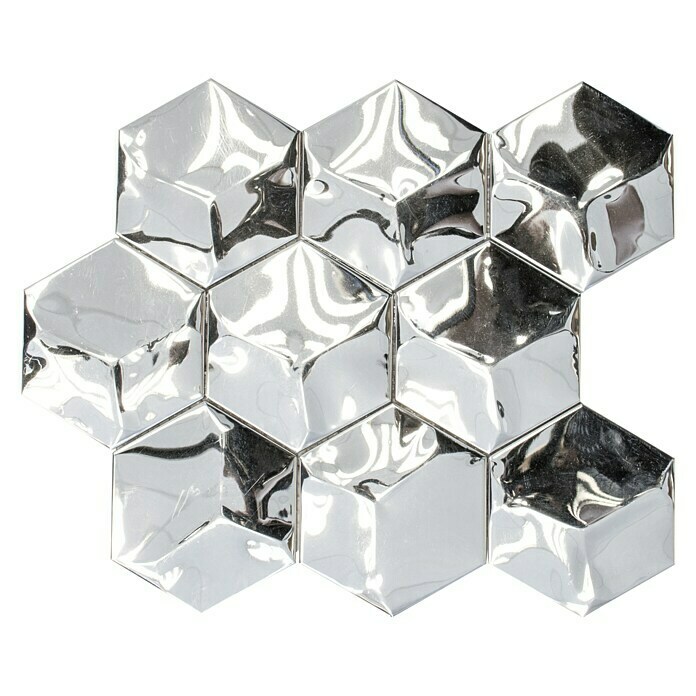 Mozaïektegel Hexagon HXM 10SG (26,2 x 23 cm, Roestvrij staal, Zilver)