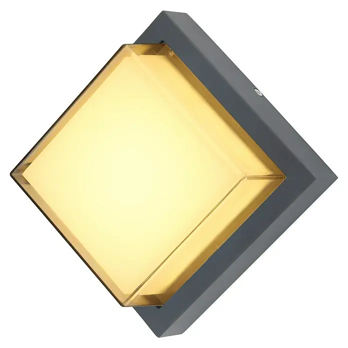 Globo LED-Außenwandleuchte Jalla - 12 W, Grau, IP54 - Quadratische Wandleuchte mit warmem Licht, ideal für moderne Innenräume, die eine stilvolle Beleuchtungslösung suchen.\n