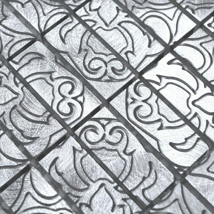 Mosaikfliese Rechteck ALF C101D30 x 30 cm, Silber, Matt Detail Shot