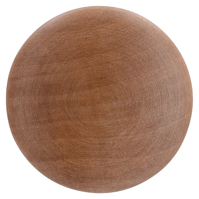 Siro Möbelknopf - Typ Möbelgriff: Knopf, Ø x H: 35 x 27 mm, Holz, Lackiert, Erle - Nahaufnahme einer kreisförmigen Holzscheibe mit feiner, konzentrischer Maserung auf schwarzem Hintergrund.