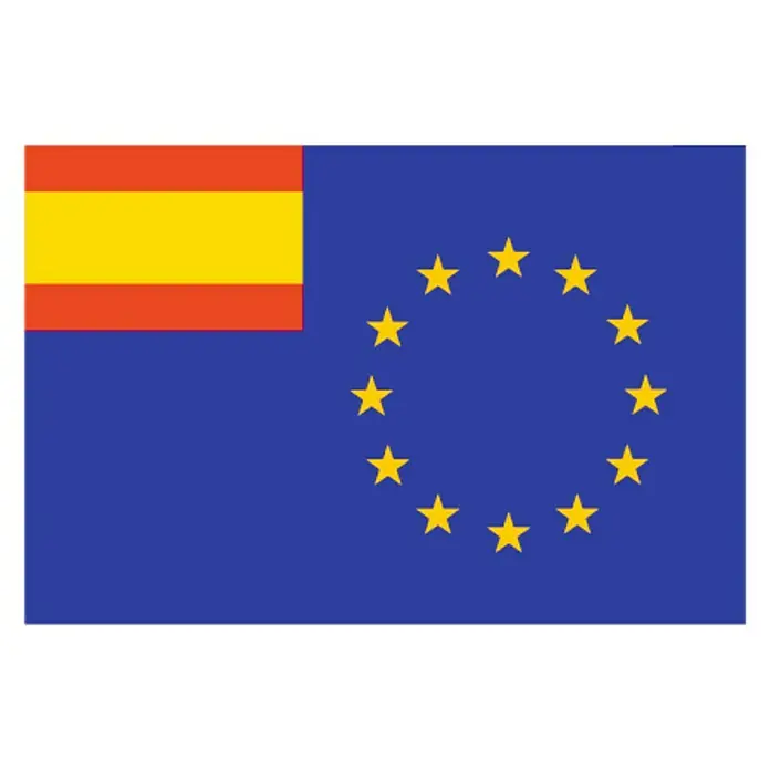 Bandera Unión Europea - España - 20 x 30 cm - Bandera que combina la bandera española y la europea, simbolizando la identidad cultural y política de España en Europa.