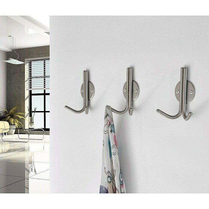 Siro Garderobenhaken (L x B x H: 100 x 77 x 36 mm, Edelstahl, Silber) | BAUHAUS