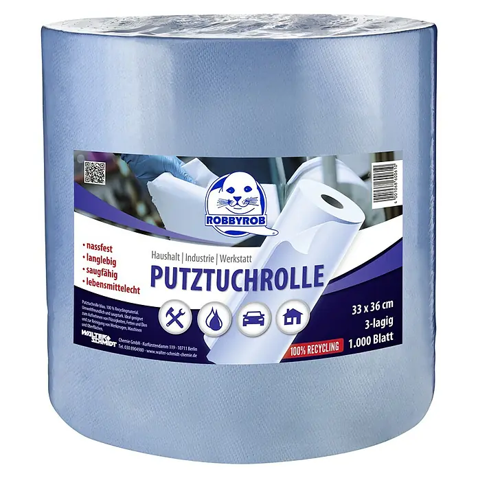Robbyrob PutztuchrolleAnzahl Lagen: 3 Stk., Blau Front View