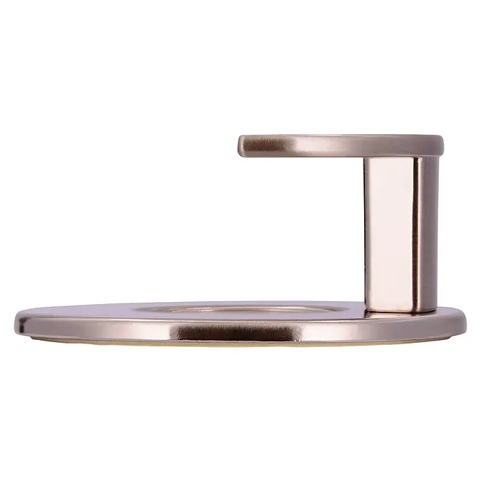 Siro Garderobenhaken - Ø x H: 60 x 26 mm, Silber, Stahl - Nahaufnahme eines polierten, silberfarbenen Rasierpinselhalters mit einer runden Basis und einem Haken.