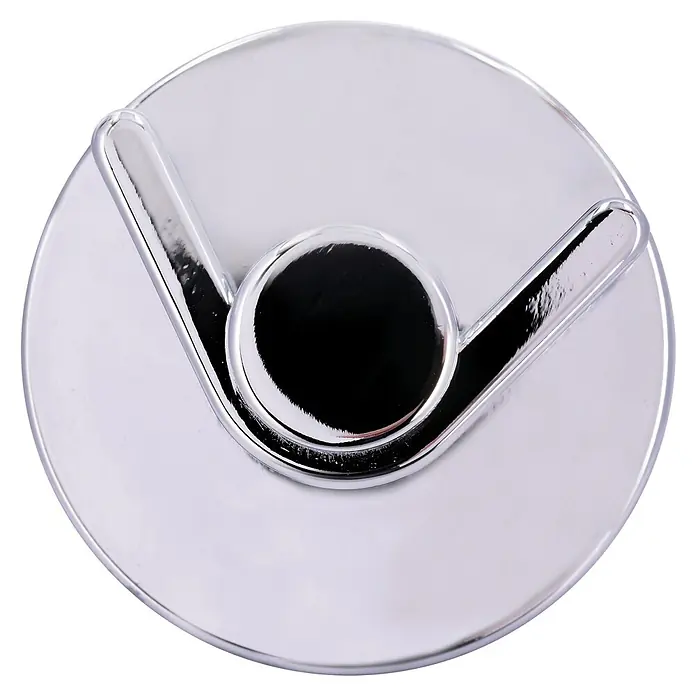 Siro Garderobenhaken - Ø x H: 60 x 38 mm, Stahl, Chrom - Ein runder, verchromter Wandhaken mit modernem Design und glänzender Oberfläche, ideal für Badezimmer oder Garderobe.