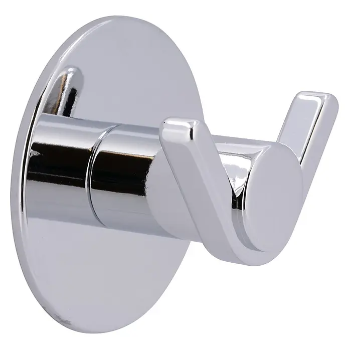 Siro Garderobenhaken - Ø x H: 60 x 38 mm, Stahl, Chrom - Elegante Doppelmantelhaken aus verchromtem Metall. Praktische Garderobenlösung für Bad und Flur, stilvoll und funktional gestaltet.