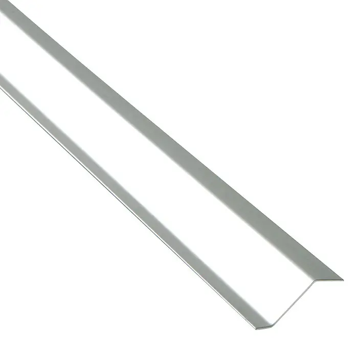 Perfil de transición Plateado - Acero, Plateado - Perfil angular metálico, ideal para esquinas y bordes. Ofrece protección fiable y un aspecto limpio.