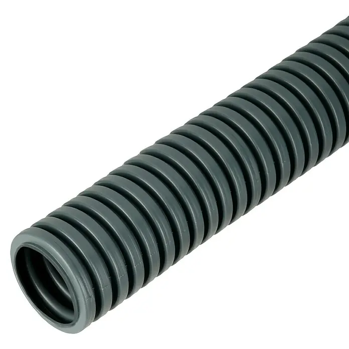 Flexrohr EN32 betonfest - Beton, 25 m, Kunststoff, 750 N, Dunkelgrau, 32 mm - Grauer flexibler Kabelschutzschlauch für Kabelmanagement. Langlebiges Design zum Schutz von Drähten in verschiedenen Anwendungen.