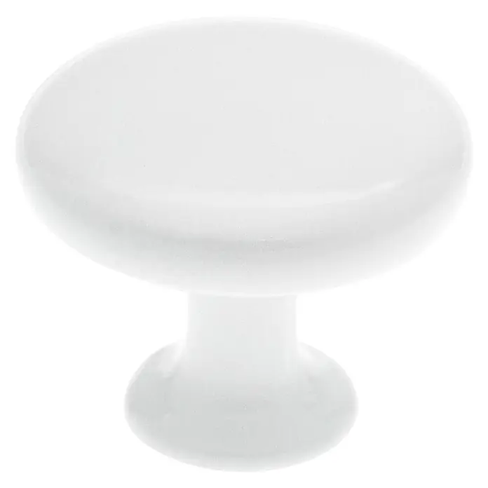 Siro Möbelknopf - Typ Möbelgriff: Knopf, Ø x H: 30 x 24 mm, Stahl, Weiß - Nahaufnahme eines weißen Möbelknopfes mit glatter Oberfläche, ideal für Schubladen oder Schränke.