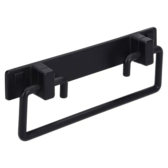 Siro Möbelgriff - Typ Möbelgriff: Sonstige, L x B x H: 146 x 51 x 20 mm, Stahl, Schwarz - Schwarzer Handtuchring mit rechteckiger Halterung zur Wandmontage für Badezimmer oder Küche, modernes Design.