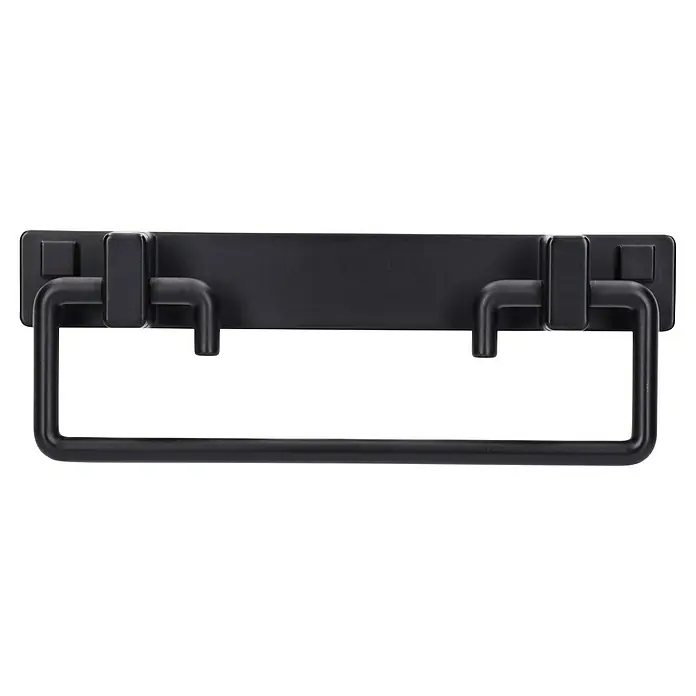 Siro Möbelgriff - Typ Möbelgriff: Sonstige, L x B x H: 146 x 51 x 20 mm, Stahl, Schwarz - Nahaufnahme eines stilvollen schwarzen Schubladengriffs mit rechteckiger Form und markantem Design.