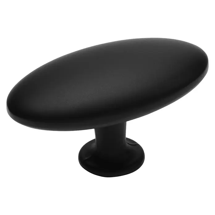 Siro Möbelknopf - Typ Möbelgriff: Knopf, L x B x H: 64 x 36 x 35 mm, Stahl, Schwarz - Schwarzer, ovaler Schrankknopf. Der Knopf ist elegant und modern, ideal für Möbel aller Art und mit einer hochwertigen Verarbeitung versehen.
