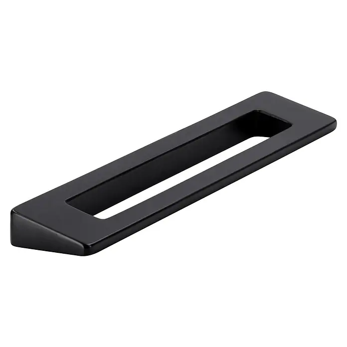Siro Möbelgriff - Typ Möbelgriff: Bügel, L x B x H: 118 x 10 x 24 mm, Stahl, Schwarz - Schwarzer, rechteckiger Möbelgriff mit glatter Oberfläche, ideal für moderne Schubladen und Schränke.