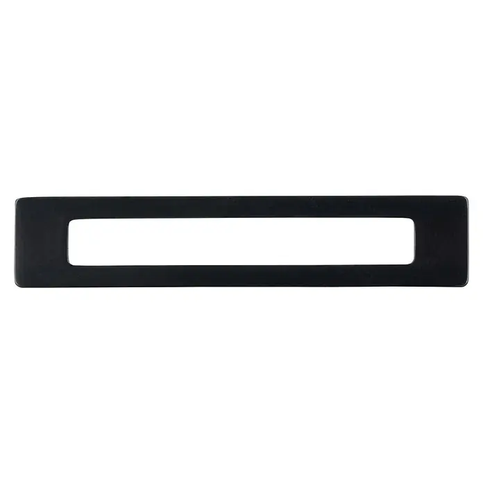 Siro Möbelgriff - Typ Möbelgriff: Bügel, L x B x H: 118 x 10 x 24 mm, Stahl, Schwarz - Rechteckiger, schwarzer Rahmen mit abgerundeten Ecken und einer rechteckigen Aussparung in der Mitte. Ideal zum Einrahmen von Fotos oder Grafiken.