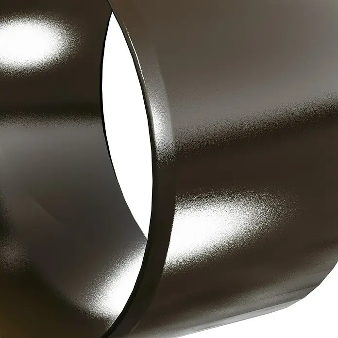 Marley Fallrohr-Bogenverbinder - Nennweite: 105 mm, Kunststoff, Braun - Nahaufnahme eines modernen, metallisch glänzenden Lüftungsschachts, der durch sein schlichtes Design besticht.