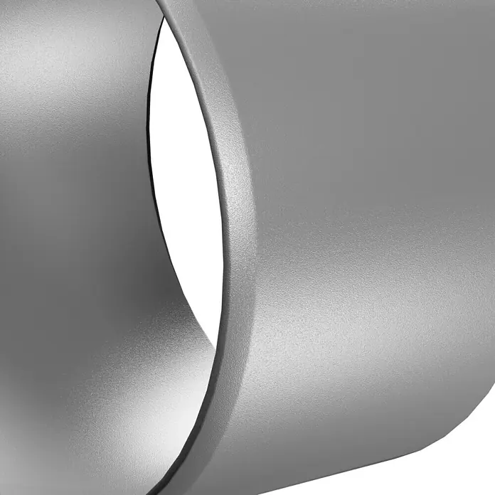 Marley Fallrohr-Bogenverbinder - Nennweite: 75 mm, Kunststoff, Grau - Detailaufnahme eines modernen, grauen Designobjekts mit einer markanten Öffnung, das durch seine Form und Textur besticht.