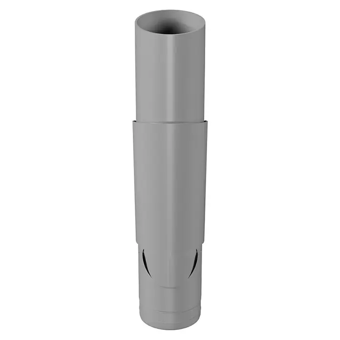 Marley Regenfallrohrklappe - Nennweite: 75 mm, Kunststoff, Grau - Ein graues, zylindrisches Entwässerungsrohr mit Schlitzen. Ideal für die Ableitung von Wasser und den Schutz vor Verstopfungen.