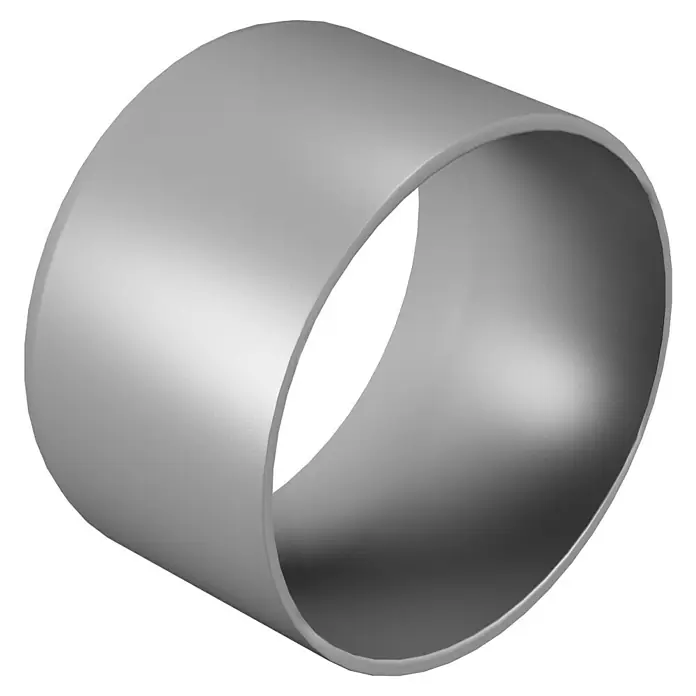 Marley Fallrohr-Bogenverbinder - Nennweite: 75 mm, Kunststoff, Grau - Nahaufnahme eines zylindrischen Rohres aus Metall, das die Helligkeit und die glatte Textur des Produkts hervorhebt.
