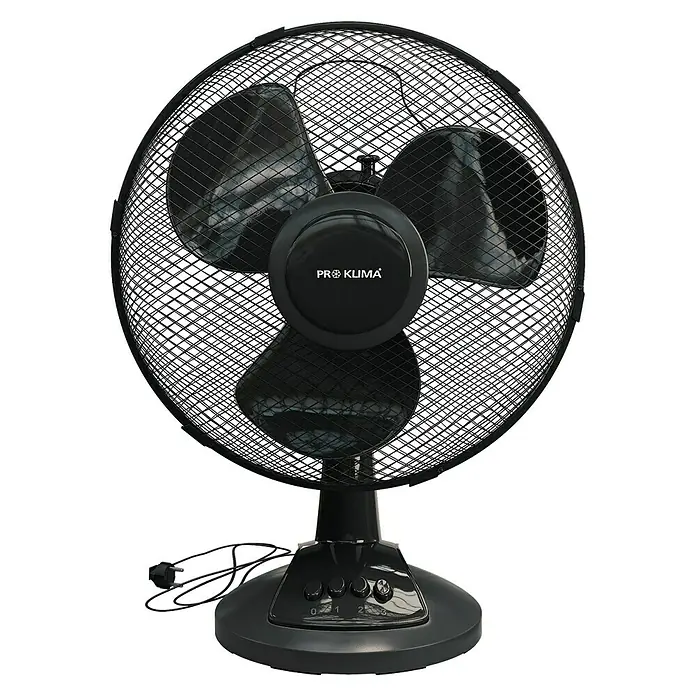 Voltomat Tischventilator - Schwarz, 30 cm - Schwarzer Pro Klima Ventilator mit drei Geschwindigkeitsstufen und oszillierender Funktion für eine optimale Luftzirkulation.