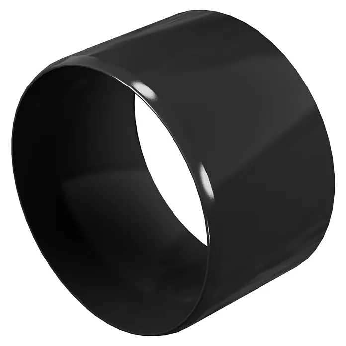 Marley Fallrohr-Bogenverbinder - Nennweite: 75 mm, Kunststoff, Anthrazit-Metallic - Nahaufnahme eines glänzenden, schwarzen Kunststoffrohrs, das für Sanitär- oder Bauanwendungen verwendet wird. Fokus auf die glatte Oberfläche und zylindrische Form.