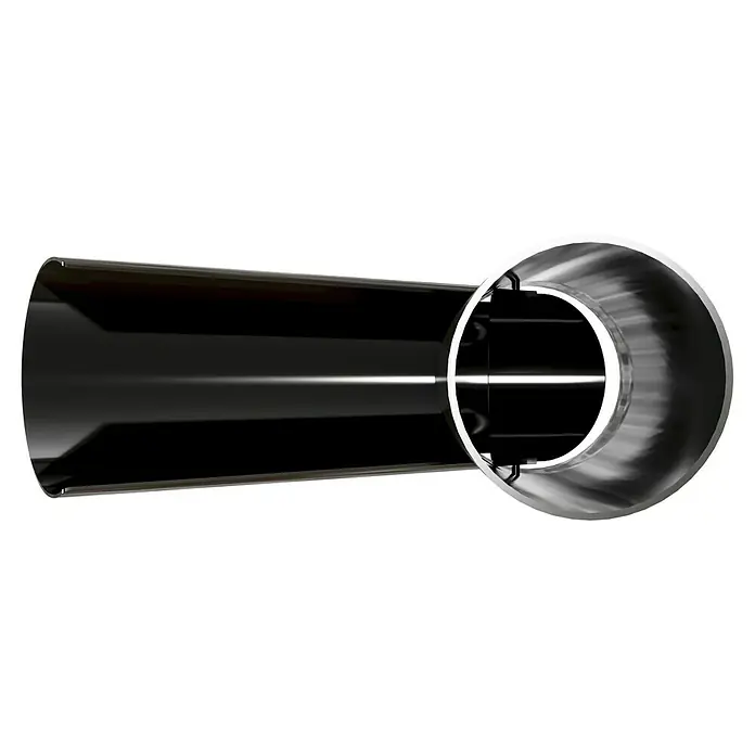 Marley Regenfallrohrklappe - Nennweite: 53 mm, Kunststoff, Braun - Dieses Bild zeigt das Inneren eines Abgasrohrs für ein Auto. Das Rohr ist aus Metall und hat eine glatte Oberfläche.